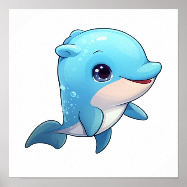 Tecknadens delfinillustration poster (Framsidan)