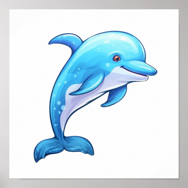 Tecknadens delfinillustration poster (Framsidan)