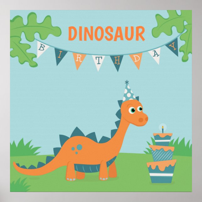 Tecknadens dinosaurietårta blåser ljus poster (Framsidan)