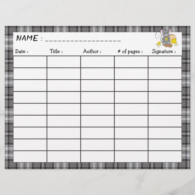 Tecknadens dubbla-sidig läslogg lakan (Framsida)