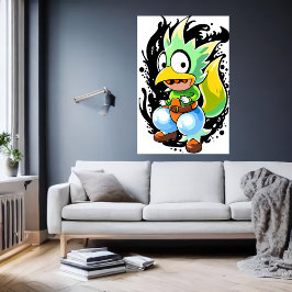 Tecknadens främmande fågelvarelse | AI Art Poster