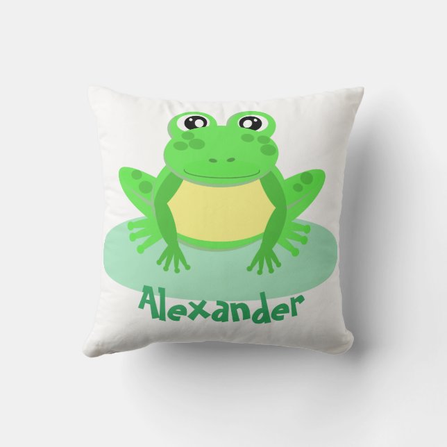 Tecknadens Grönt Frog Cute Kudde (Baksida)