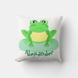 Tecknadens Grönt Frog Cute Kudde