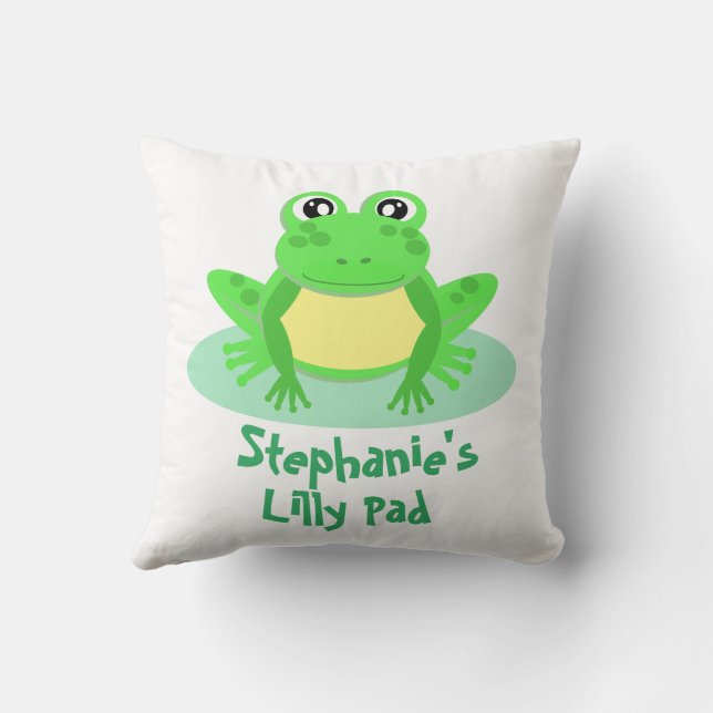 Tecknadens Grönt Frog Cute Kudde (Baksida)