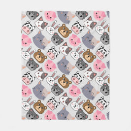 tecknadens huvuden mönster.w benvit BG Fleecefilt