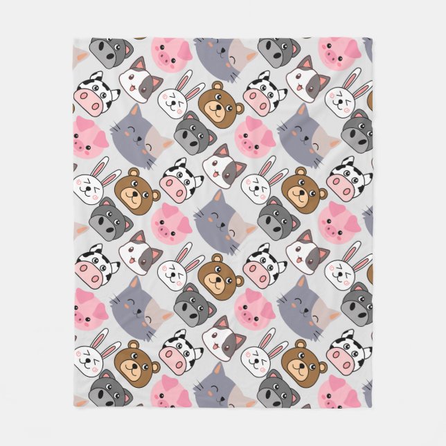 tecknadens huvuden mönster.w benvit BG Fleecefilt (Framsidan)