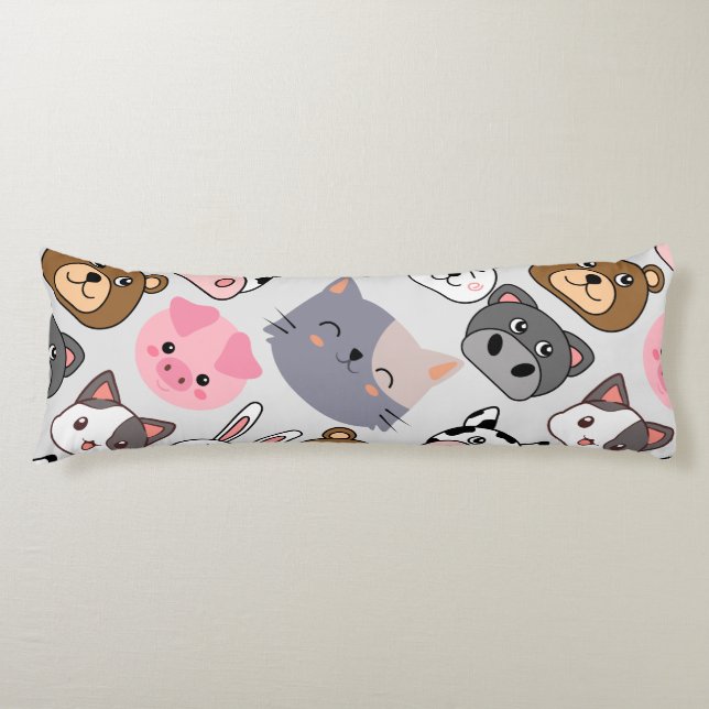 tecknadens huvuden mönster.w benvit BG Kroppskudde (Framsidan)