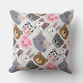 tecknadens huvuden mönster.w benvit BG Kudde