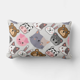 tecknadens huvuden mönster.w benvit BG Lumbarkudde