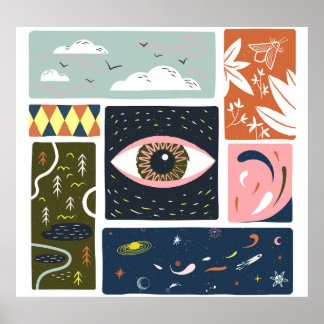 Tecknadens naturområde: Höstillustration Poster