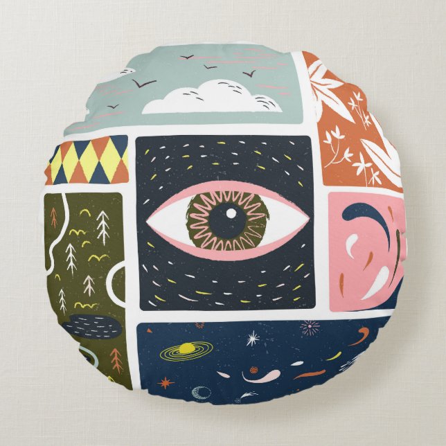 Tecknadens naturområde: Höstillustration Rund Kudde (Framsidan)