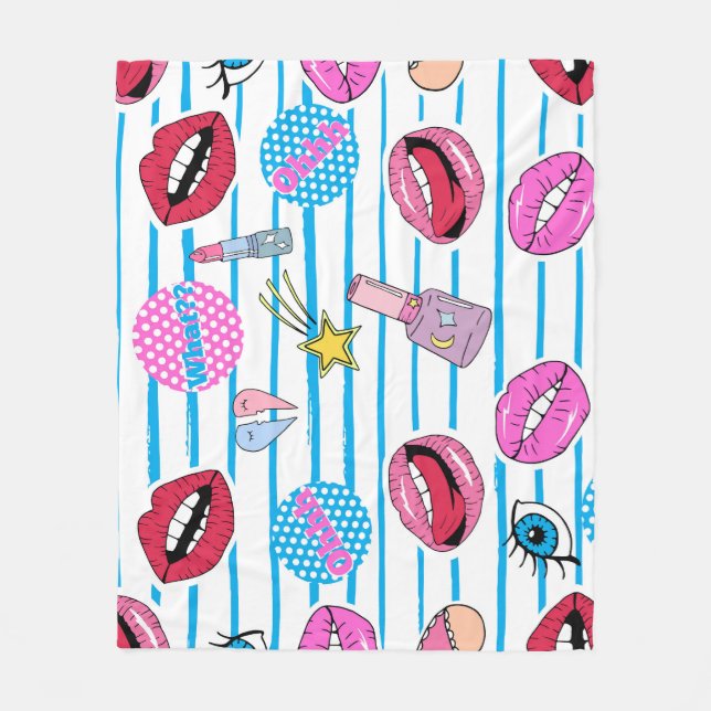 Tecknadens plåstermärken: pop-art. fleecefilt (Framsidan)