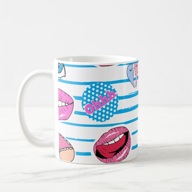 Tecknadens plåstermärken: pop-art. kaffemugg (Vänster)