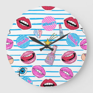 Tecknadens plåstermärken: pop-art. stor klocka