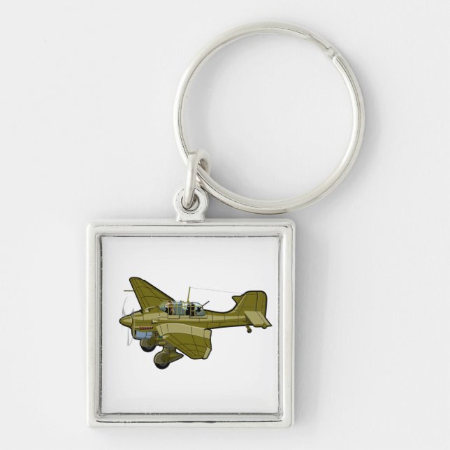 Tecknadens reflexbomber fyrkantig silverfärgad nyckelring (Framsidan)