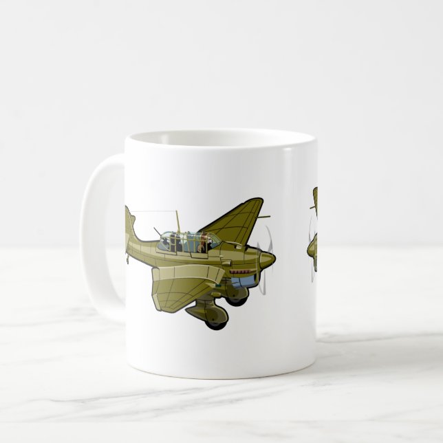 Tecknadens retroflygplan kaffemugg (Framsida vänster)