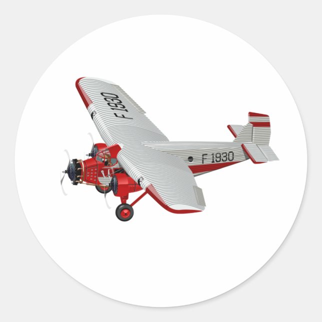 Tecknadens retroflygplan runt klistermärke (Framsida)
