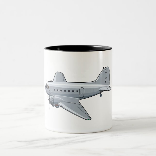 Tecknadens retroflygplan Två-Tonad mugg (Center)