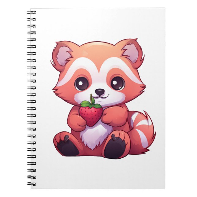 Tecknadens röda pandaillustration anteckningsbok (Framsidan)