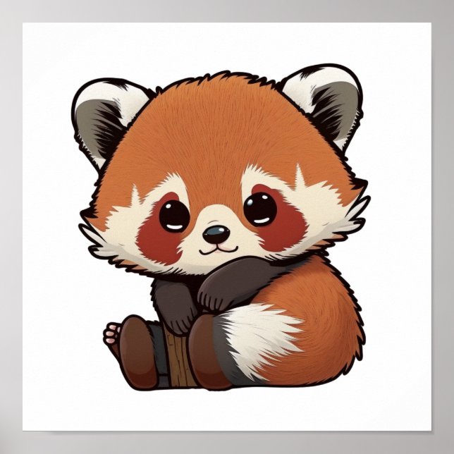 Tecknadens röda pandaillustration poster (Framsidan)