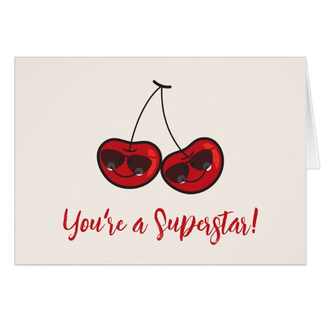 Tecknadens Roligt och Coola Cheeky Cherries with S Hälsningskort (Framsidan Horizontal)