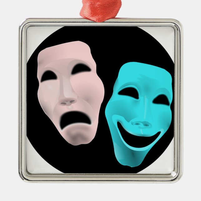 Tecknadens teatermasker julgransprydnad metall (Framsidan)