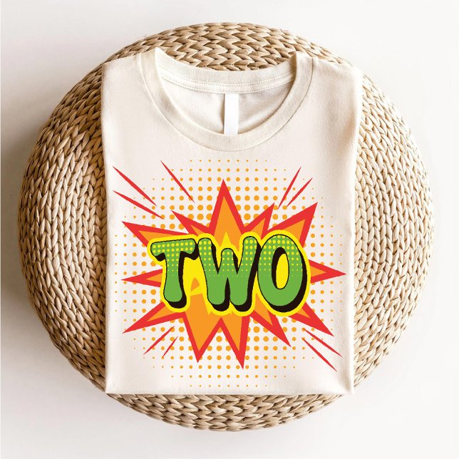 Tecknadens tema barn 2:a födelsedag unikt Retro Sm T Shirt (Comic Theme Kids 2nd Birthday Unique Retro Toddler Baby T-Shirt)