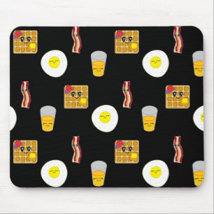 Tecknader av cute Bacon, ägg och våffel Musmatta
