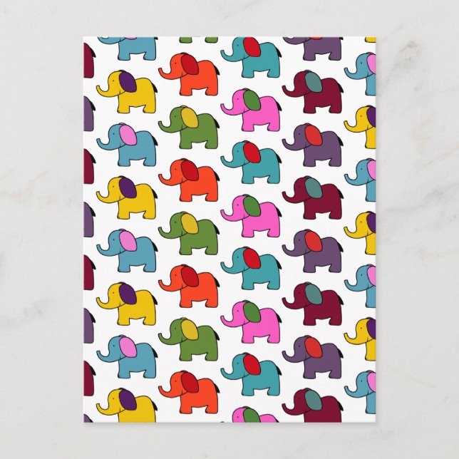 Tecknader av färglösa elefanter vykort (Framsida)