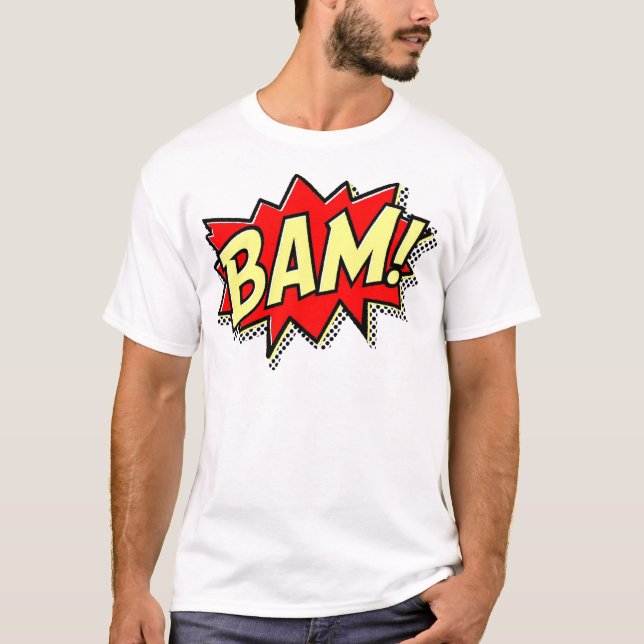 TECKNADER FÖR BAM COMICBOOK LJUD ACTIONS LOUD TECK T SHIRT (Framsida)