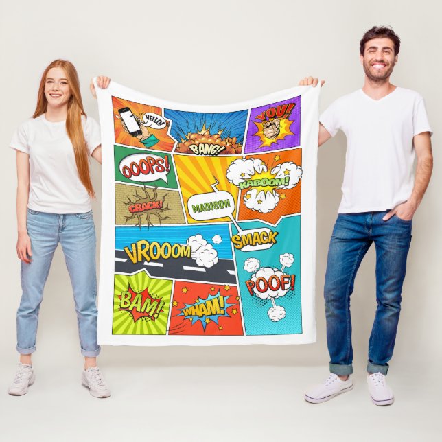 Tecknader för eget namn fleecefilt (På plats)