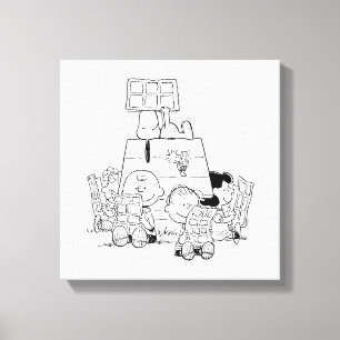 Tecknader för Peanuts Gang-läsning Canvastryck