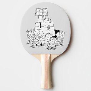 Tecknader för Peanuts Gang-läsning Pingisracket
