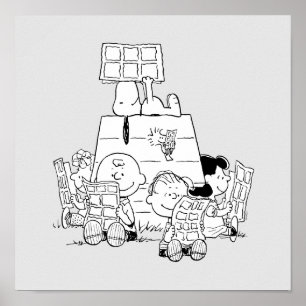 Tecknader för Peanuts Gang-läsning Poster