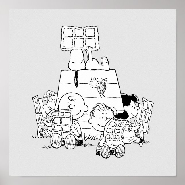 Tecknader för Peanuts Gang-läsning Poster (Framsidan)