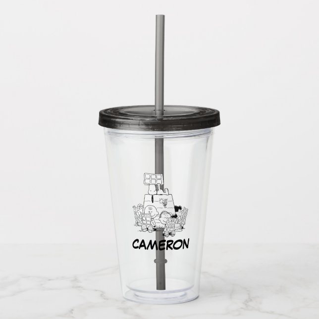 Tecknader för Peanuts Gang-läsning Take Away Mugg (Framsida)