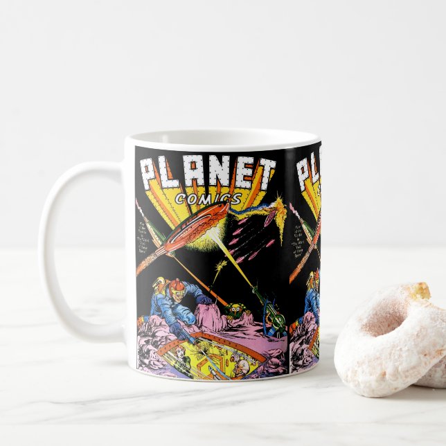 Tecknader för Planet Tecknads Laser Attack Sci Fi  Kaffemugg (Med munk)