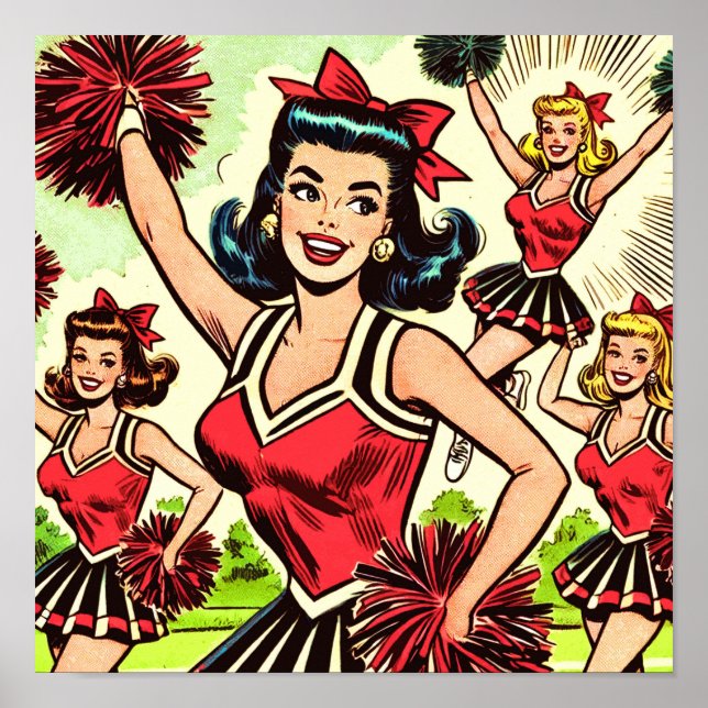 Tecknader för Retro CheerLedare Poster (Framsidan)