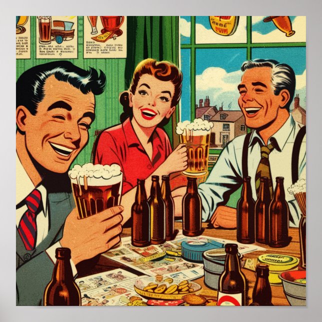 Tecknader för Retro Pub Beer Poster (Framsidan)