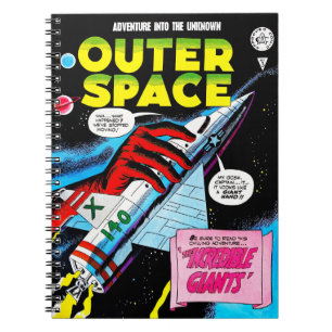 Tecknader för Retro Sci-Fi Äventyr Rymden Anteckningsbok