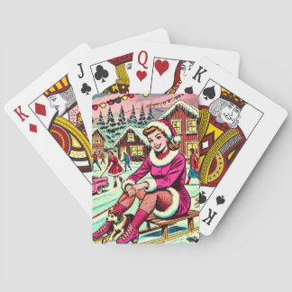 Tecknader för Retro Winter-jul Casinokort