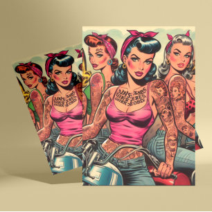 Tecknader för Tattoo Biker Girls Vykort