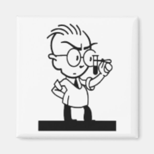 tecknader för tecknad av vintage-kemist magnet (Framsidan)