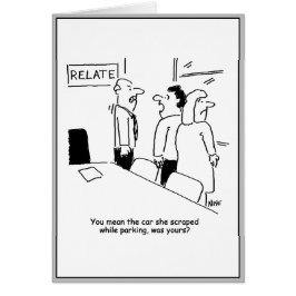 Tecknader för vägledning i giftermål. Skrapade bil Hälsningskort