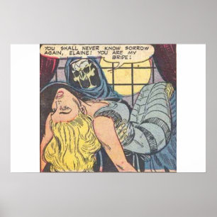 tecknader för vintage av skräck Scary vintage te Poster