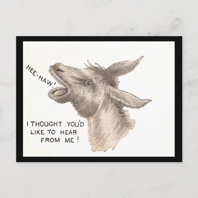 Tecknader för vintage Donkey Vykort (Framsida)