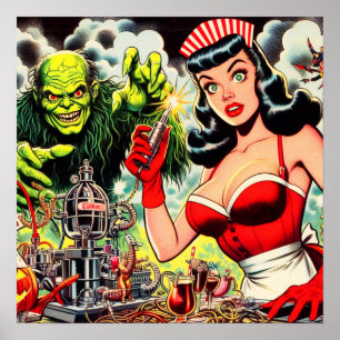 Tecknader för vintage-skräck poster