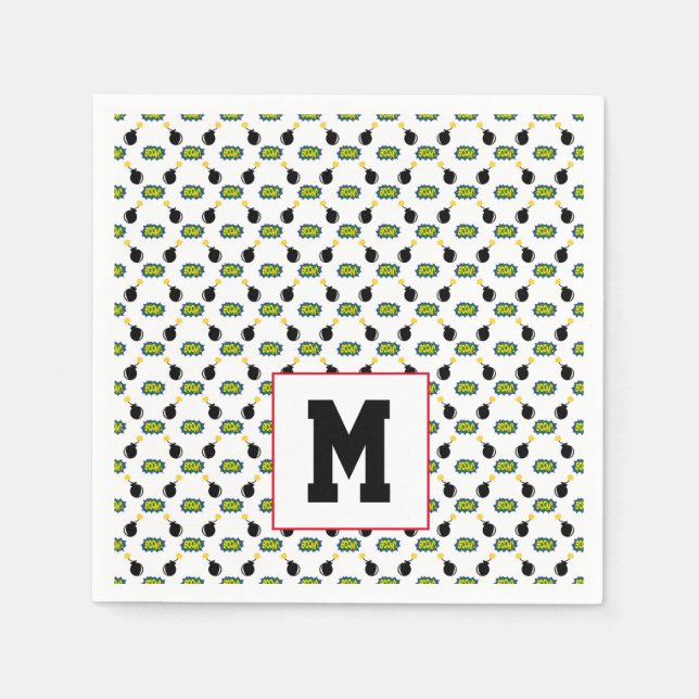 Tecknader Funny superhjälte Boom Bomb Smart INITIA Pappersservett (Framsidan)