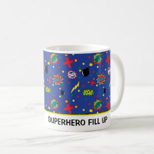 Tecknader Lustigt SUPERHERO FYLL UPP Boom Zap Pow Kaffemugg