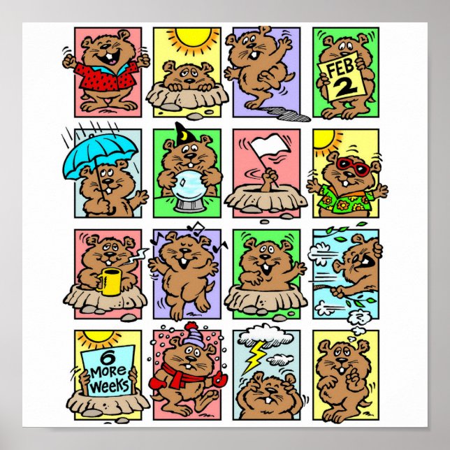 Tecknader på den berömda Groundhog-dagen Poster (Framsidan)